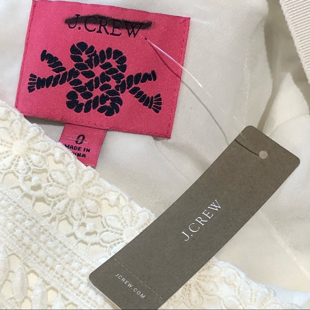 NEW J. Crew Geometric Lace Midi Dress Ivory Size 0 - Picture 10 of 12